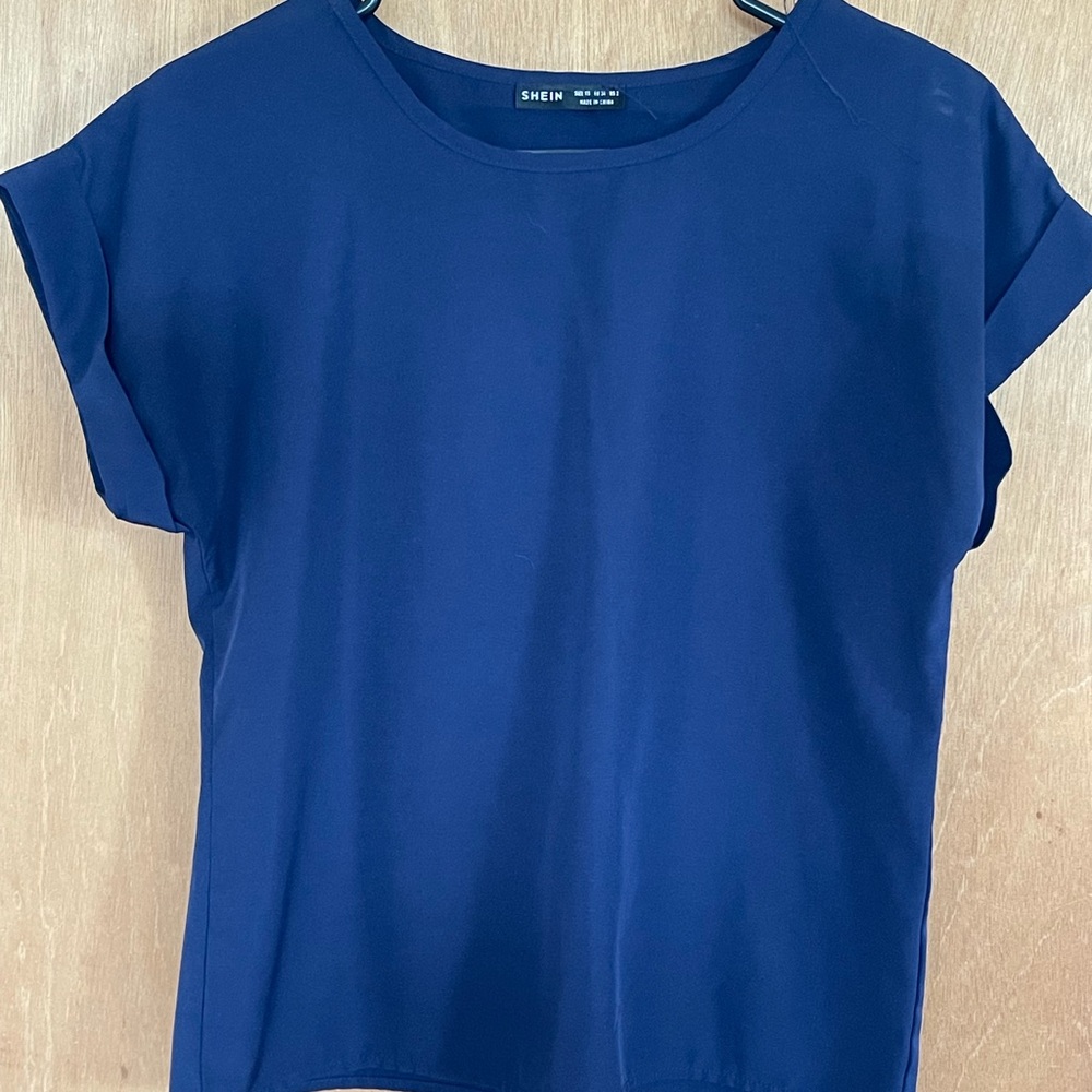 SHEIN Navy Blue Short Sleeve Top